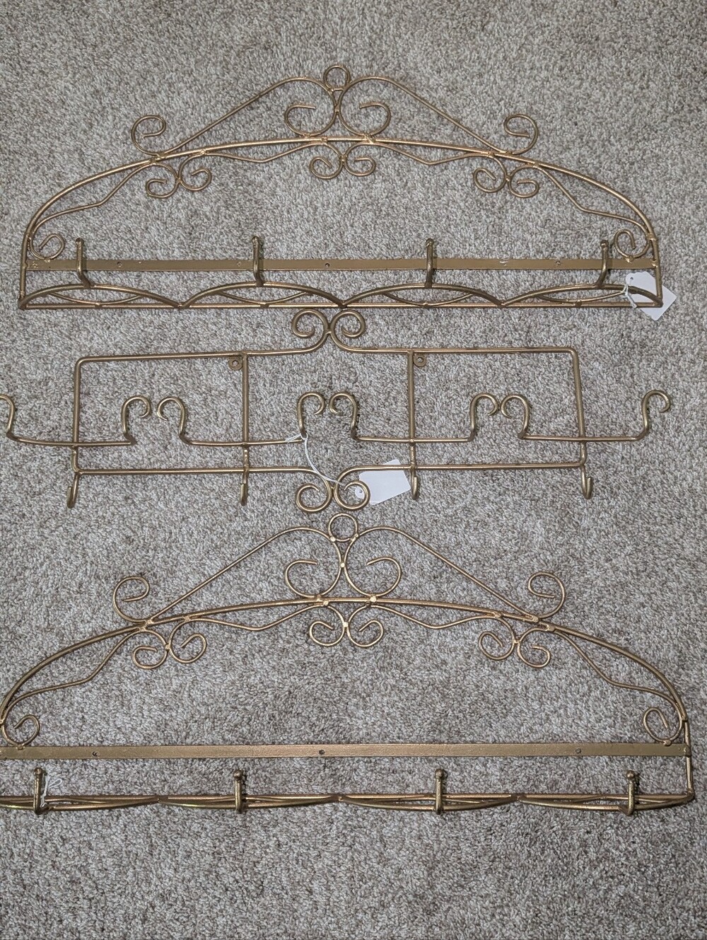 Ornate Metal Wall Hooks - Gold Accent 3